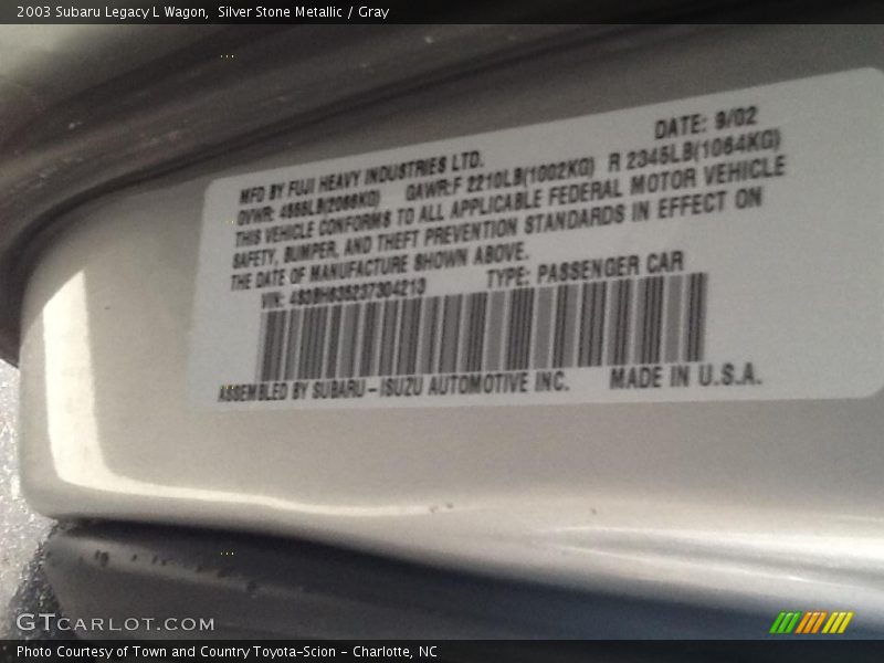 Silver Stone Metallic / Gray 2003 Subaru Legacy L Wagon