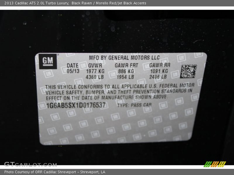 Black Raven / Morello Red/Jet Black Accents 2013 Cadillac ATS 2.0L Turbo Luxury