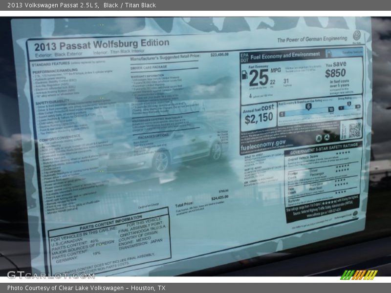 Black / Titan Black 2013 Volkswagen Passat 2.5L S