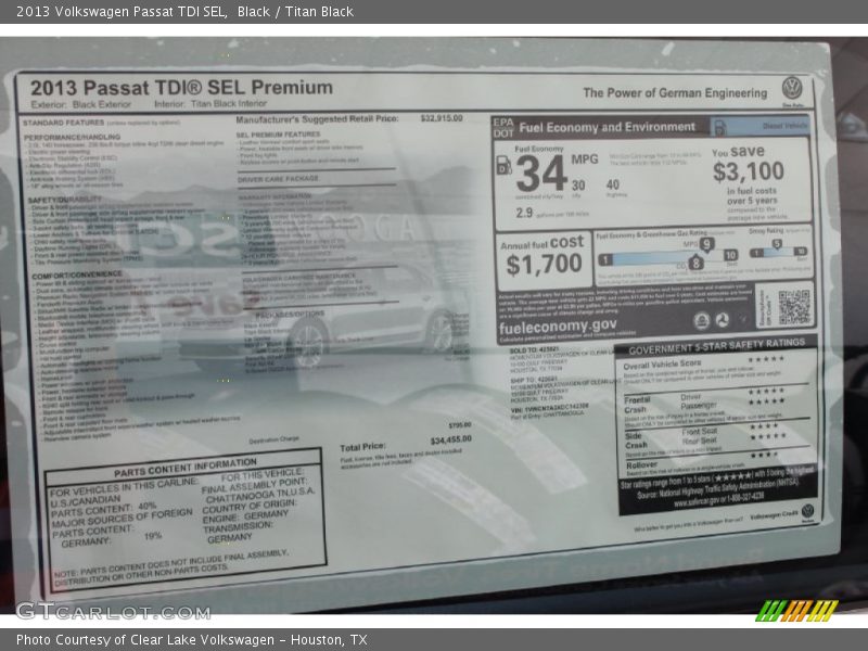 Black / Titan Black 2013 Volkswagen Passat TDI SEL