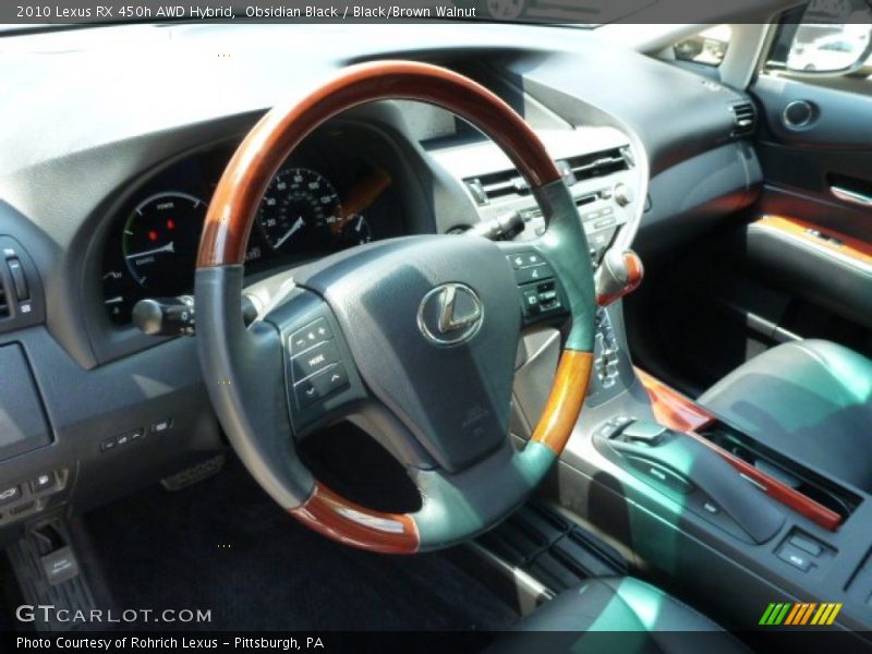 Obsidian Black / Black/Brown Walnut 2010 Lexus RX 450h AWD Hybrid