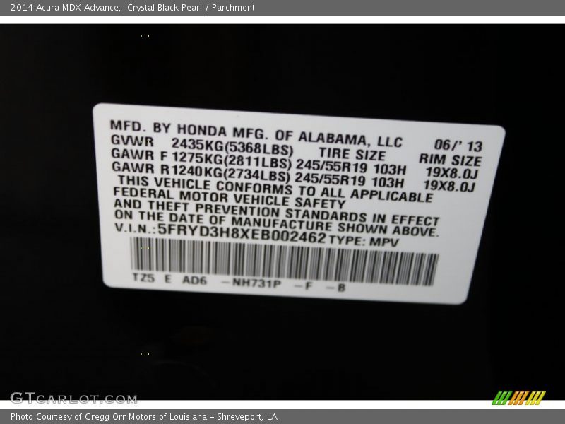 Crystal Black Pearl / Parchment 2014 Acura MDX Advance