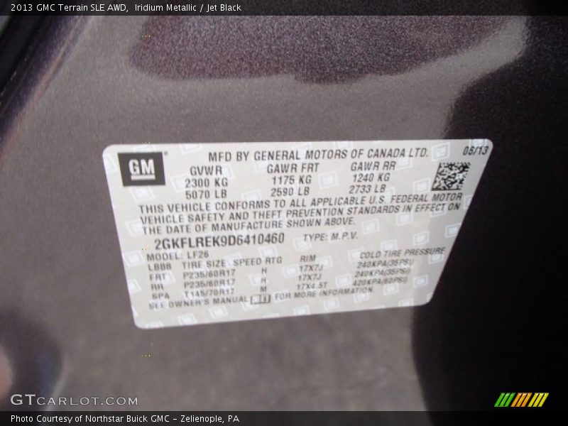 Iridium Metallic / Jet Black 2013 GMC Terrain SLE AWD