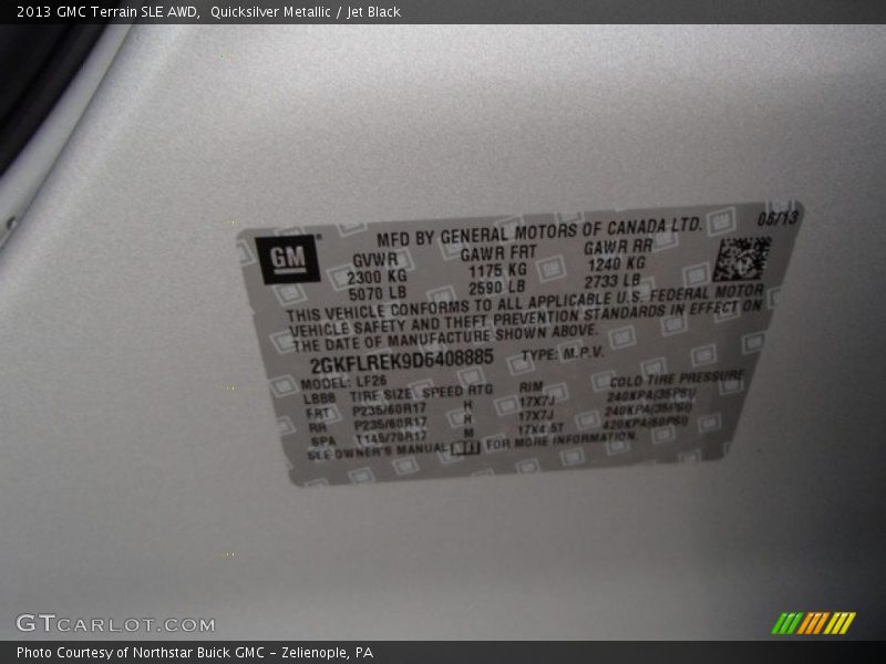 Quicksilver Metallic / Jet Black 2013 GMC Terrain SLE AWD
