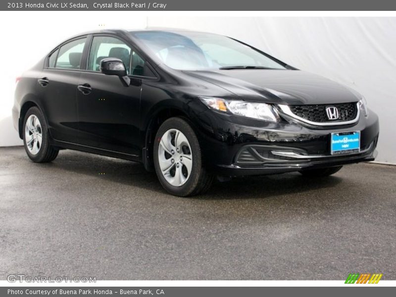 Crystal Black Pearl / Gray 2013 Honda Civic LX Sedan
