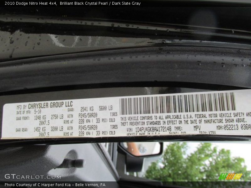 Brilliant Black Crystal Pearl / Dark Slate Gray 2010 Dodge Nitro Heat 4x4