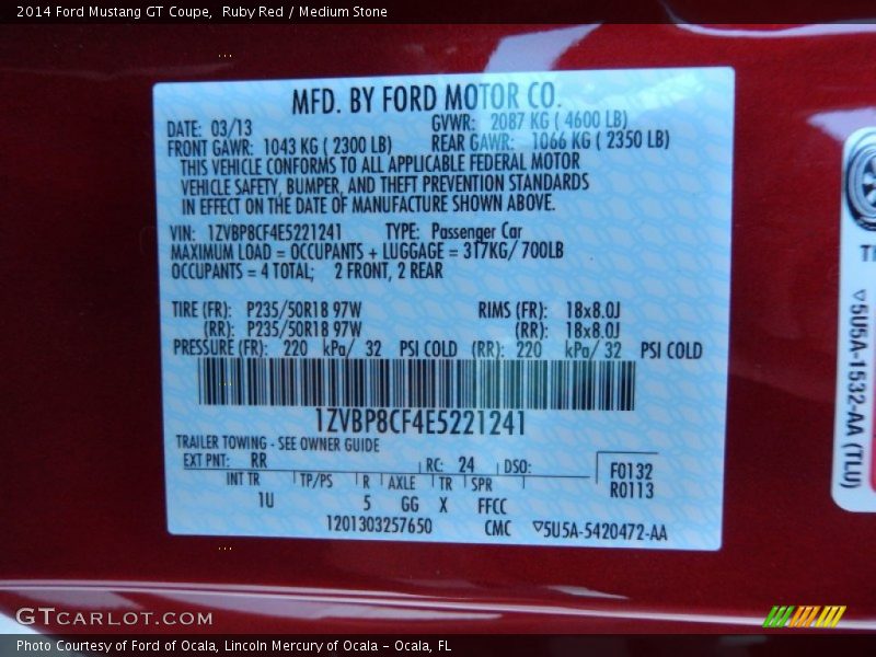 Ruby Red / Medium Stone 2014 Ford Mustang GT Coupe