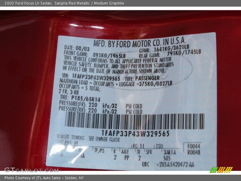Sangria Red Metallic / Medium Graphite 2003 Ford Focus LX Sedan