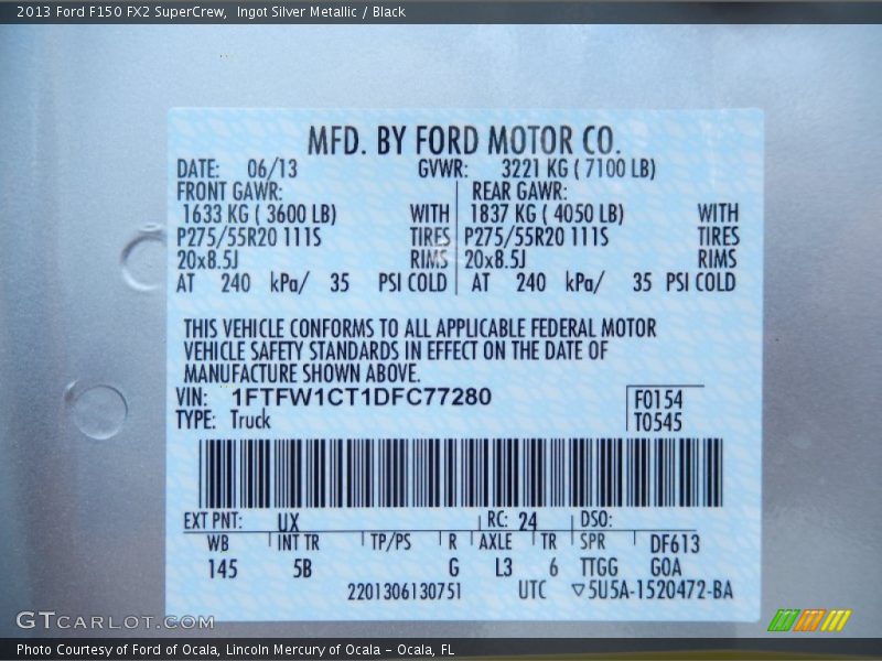 Ingot Silver Metallic / Black 2013 Ford F150 FX2 SuperCrew