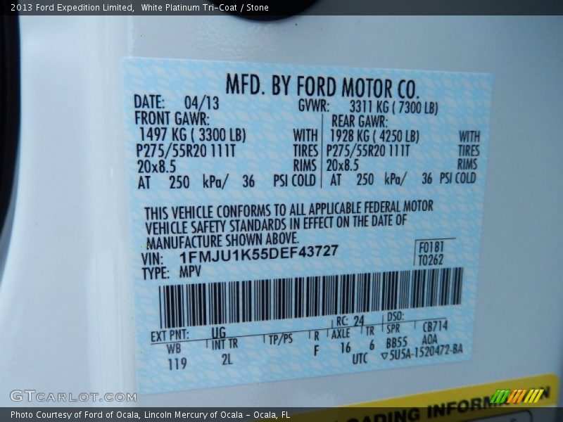 White Platinum Tri-Coat / Stone 2013 Ford Expedition Limited