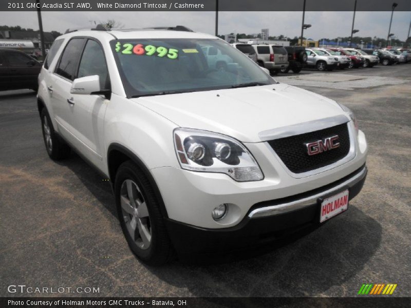 White Diamond Tintcoat / Cashmere 2011 GMC Acadia SLT AWD