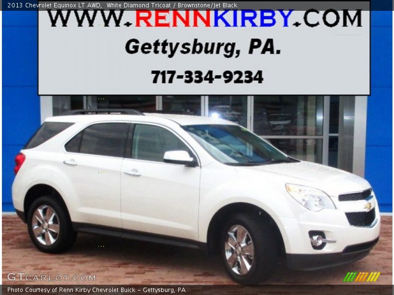 White Diamond Tricoat / Brownstone/Jet Black 2013 Chevrolet Equinox LT AWD