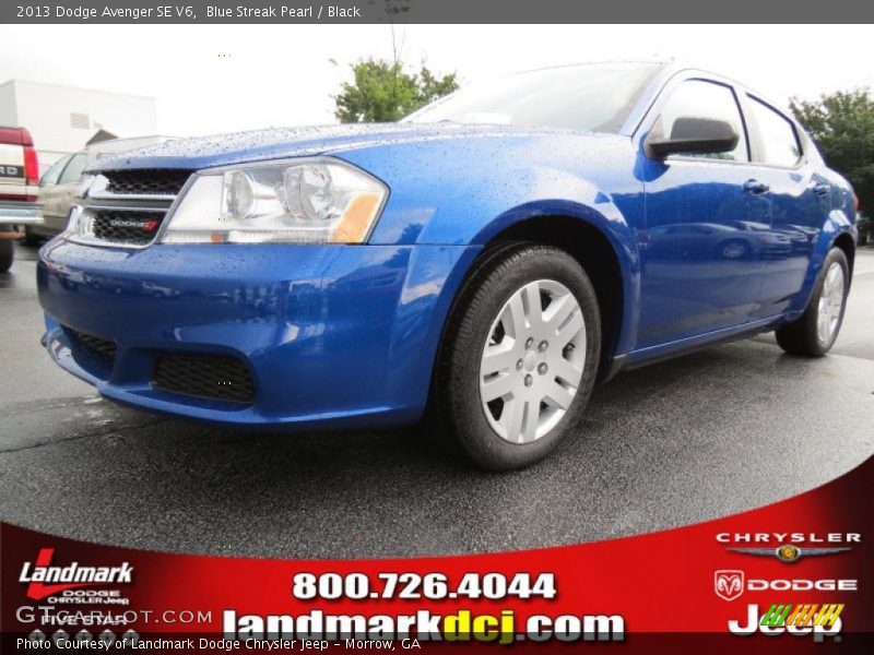 Blue Streak Pearl / Black 2013 Dodge Avenger SE V6