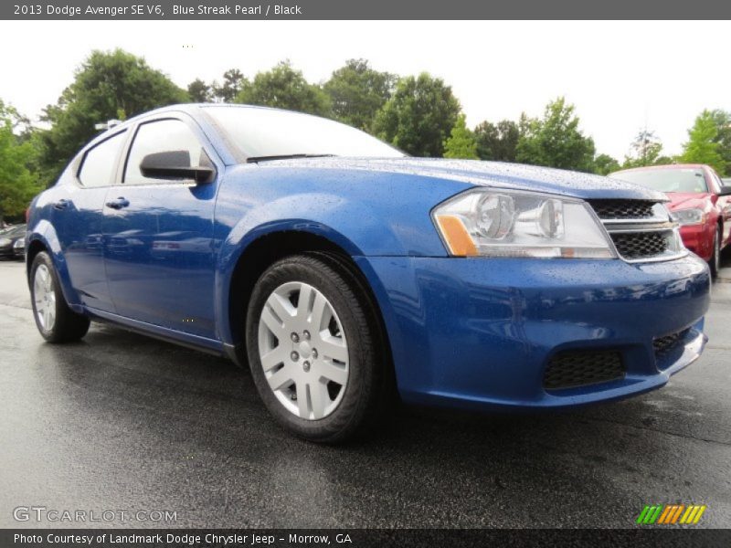 Blue Streak Pearl / Black 2013 Dodge Avenger SE V6