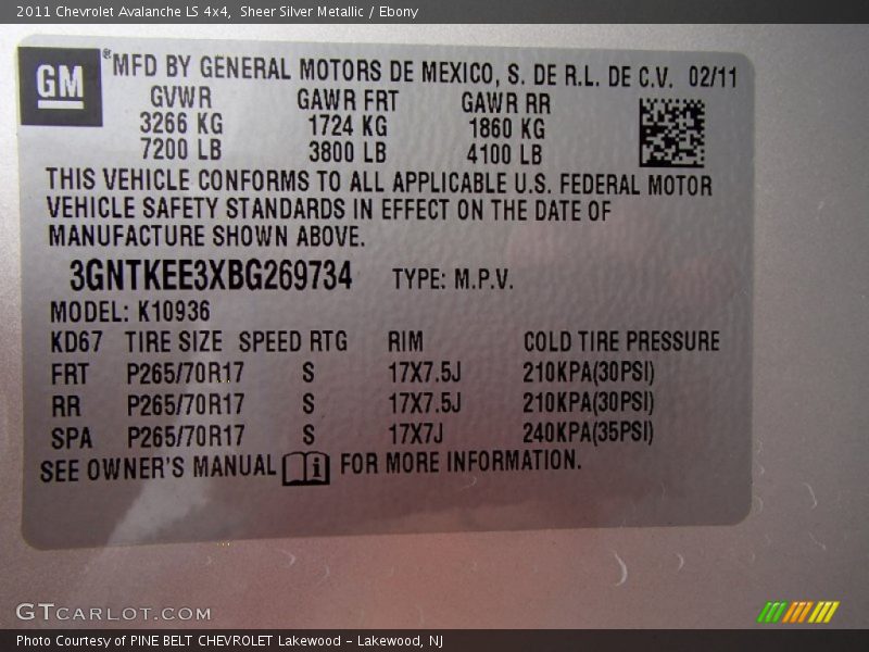 Sheer Silver Metallic / Ebony 2011 Chevrolet Avalanche LS 4x4