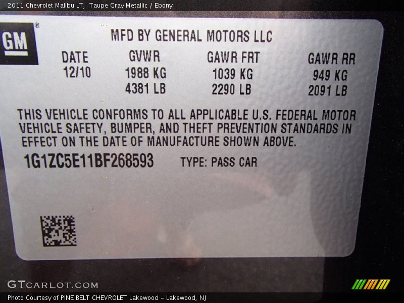 Taupe Gray Metallic / Ebony 2011 Chevrolet Malibu LT