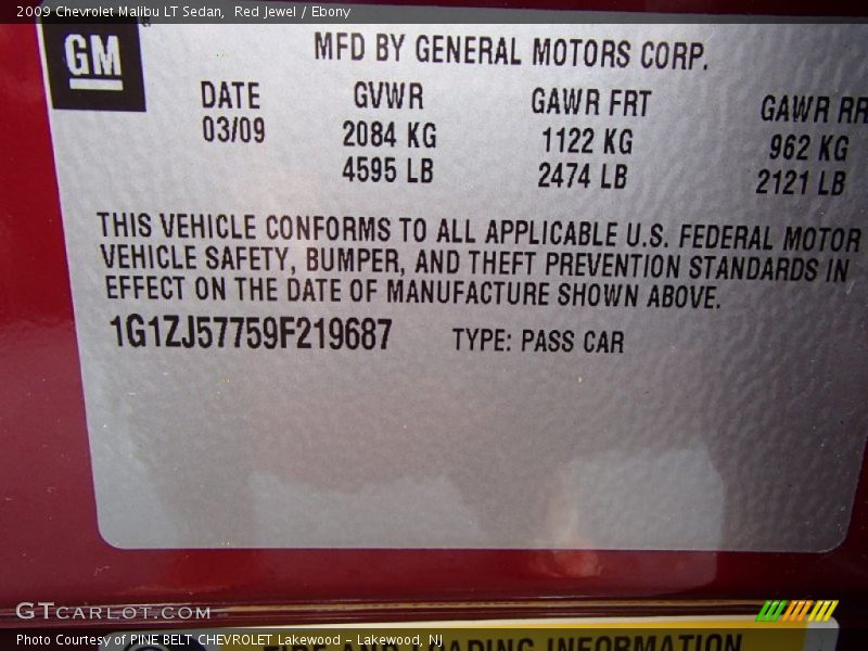 Red Jewel / Ebony 2009 Chevrolet Malibu LT Sedan