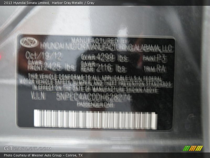 Harbor Gray Metallic / Gray 2013 Hyundai Sonata Limited