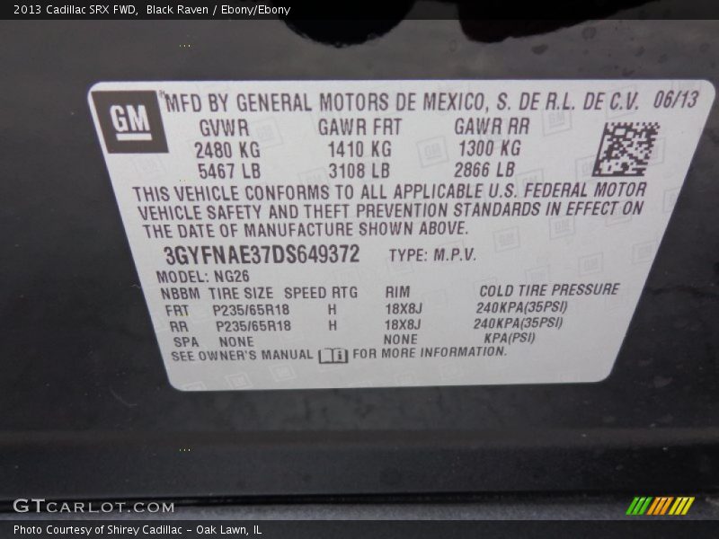 Black Raven / Ebony/Ebony 2013 Cadillac SRX FWD