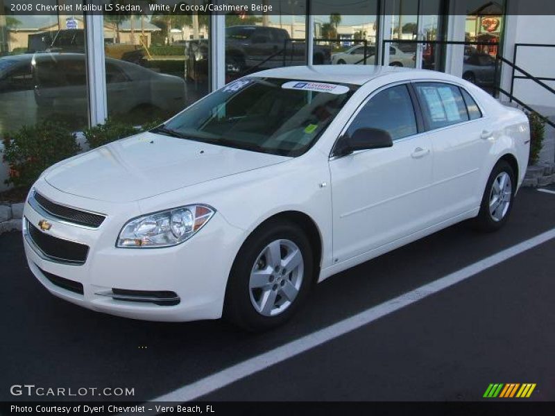 White / Cocoa/Cashmere Beige 2008 Chevrolet Malibu LS Sedan