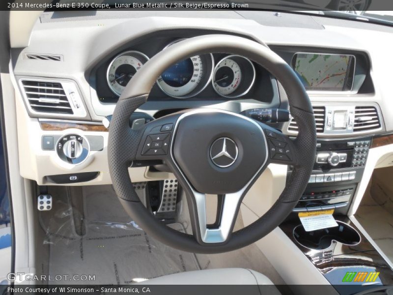 Lunar Blue Metallic / Silk Beige/Espresso Brown 2014 Mercedes-Benz E 350 Coupe