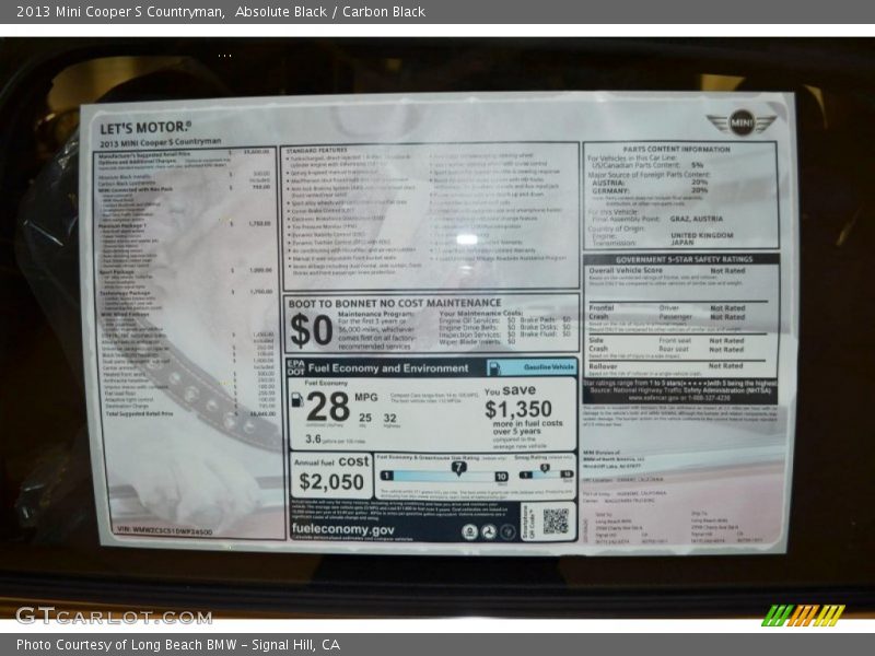 Absolute Black / Carbon Black 2013 Mini Cooper S Countryman
