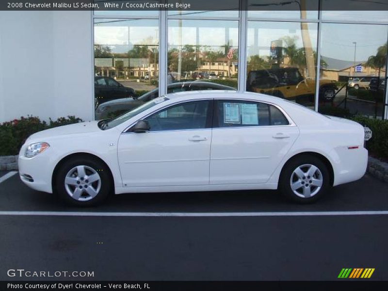 White / Cocoa/Cashmere Beige 2008 Chevrolet Malibu LS Sedan