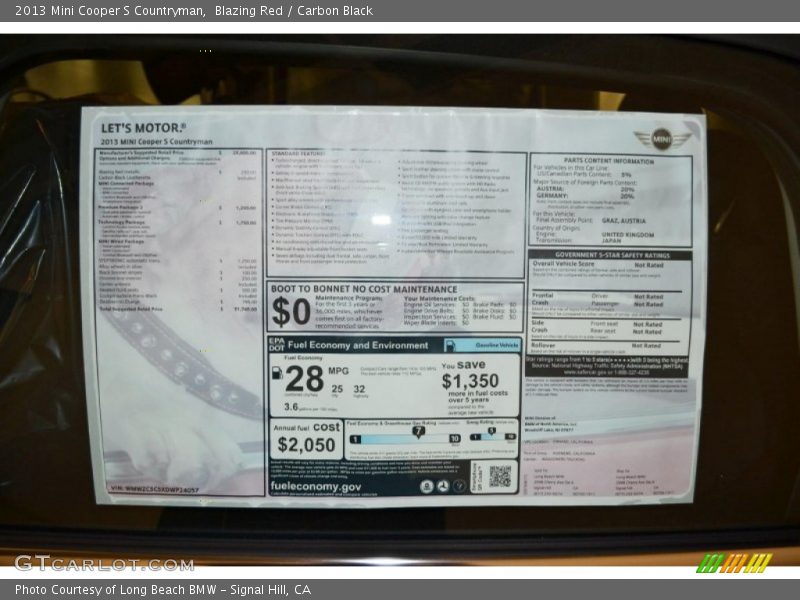 Blazing Red / Carbon Black 2013 Mini Cooper S Countryman