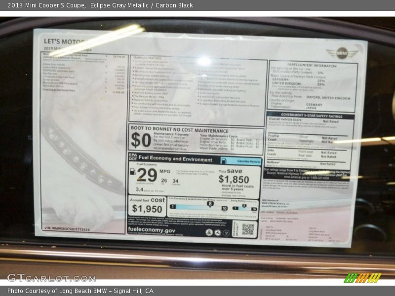 Eclipse Gray Metallic / Carbon Black 2013 Mini Cooper S Coupe