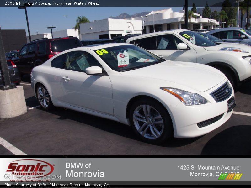 Ivory Pearl White / Wheat 2008 Infiniti G 37 Coupe