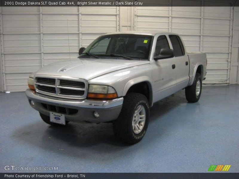 Bright Silver Metallic / Dark Slate Gray 2001 Dodge Dakota SLT Quad Cab 4x4