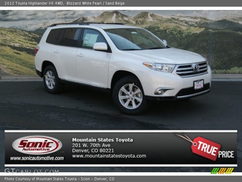 Blizzard White Pearl / Sand Beige 2013 Toyota Highlander V6 4WD