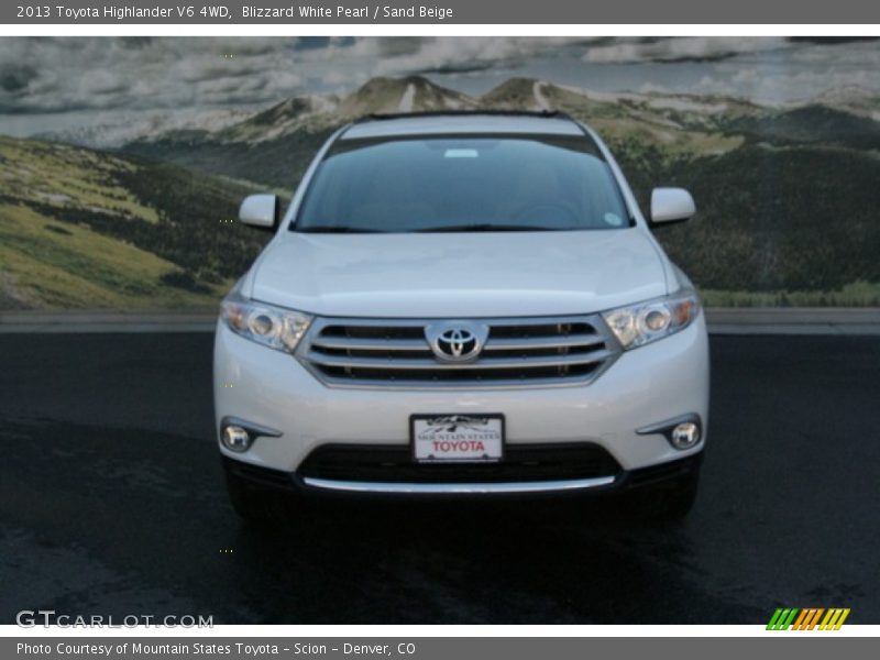 Blizzard White Pearl / Sand Beige 2013 Toyota Highlander V6 4WD