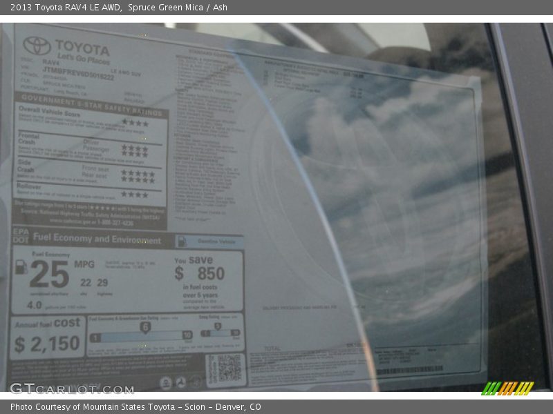 Spruce Green Mica / Ash 2013 Toyota RAV4 LE AWD