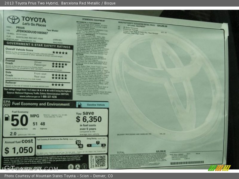 Barcelona Red Metallic / Bisque 2013 Toyota Prius Two Hybrid
