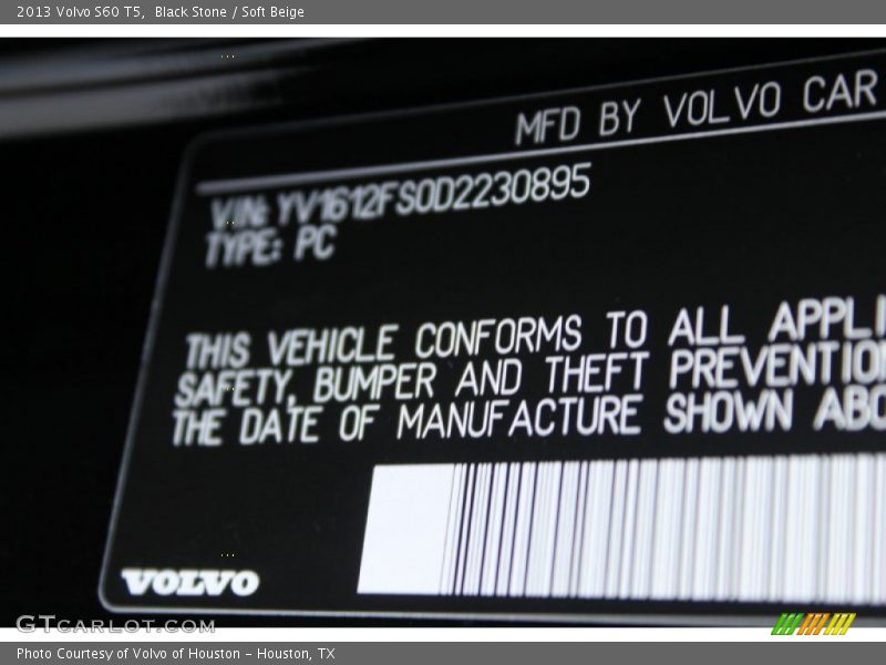 Black Stone / Soft Beige 2013 Volvo S60 T5