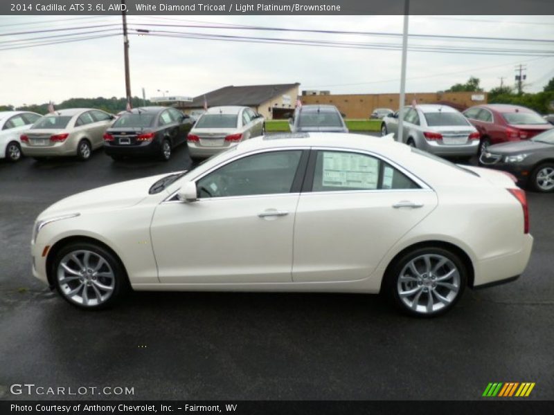 White Diamond Tricoat / Light Platinum/Brownstone 2014 Cadillac ATS 3.6L AWD