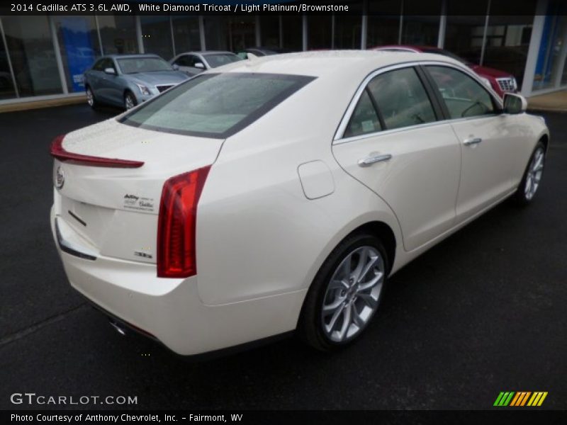 White Diamond Tricoat / Light Platinum/Brownstone 2014 Cadillac ATS 3.6L AWD