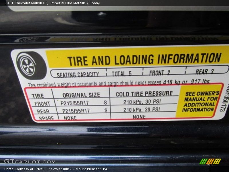 Imperial Blue Metallic / Ebony 2011 Chevrolet Malibu LT