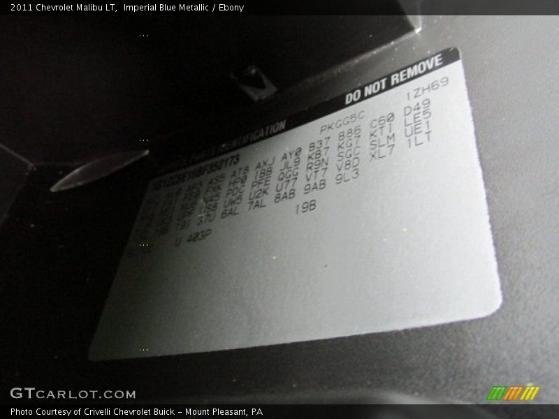 Imperial Blue Metallic / Ebony 2011 Chevrolet Malibu LT