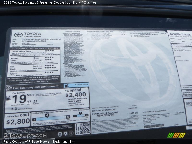 Black / Graphite 2013 Toyota Tacoma V6 Prerunner Double Cab