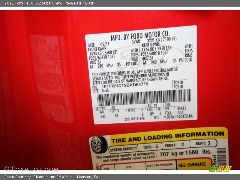 Race Red / Black 2011 Ford F150 FX2 SuperCrew