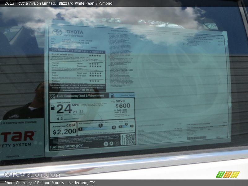 Blizzard White Pearl / Almond 2013 Toyota Avalon Limited