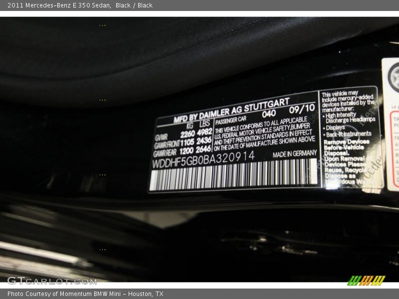 Black / Black 2011 Mercedes-Benz E 350 Sedan
