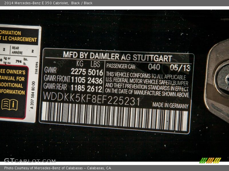 Black / Black 2014 Mercedes-Benz E 350 Cabriolet