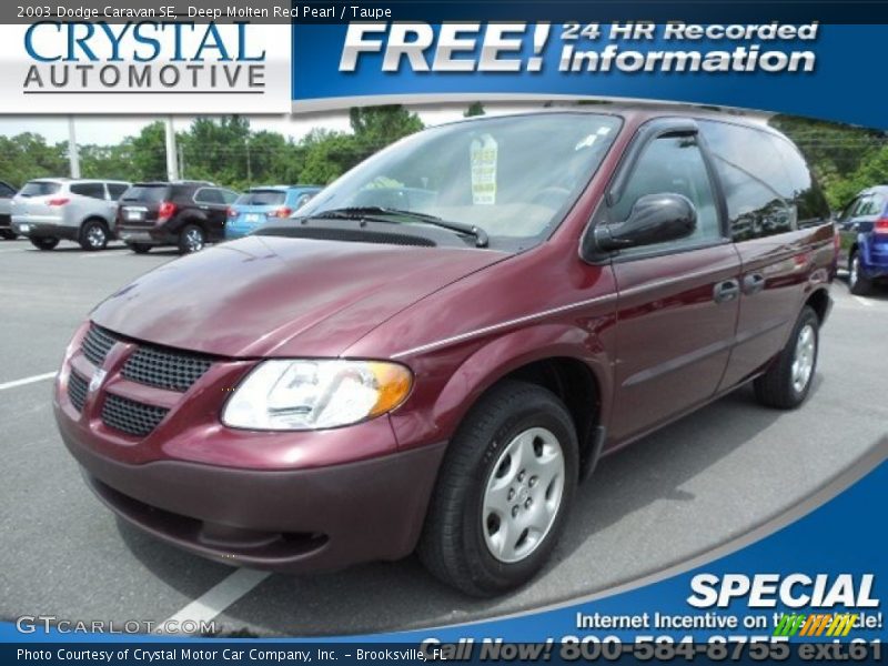 Deep Molten Red Pearl / Taupe 2003 Dodge Caravan SE
