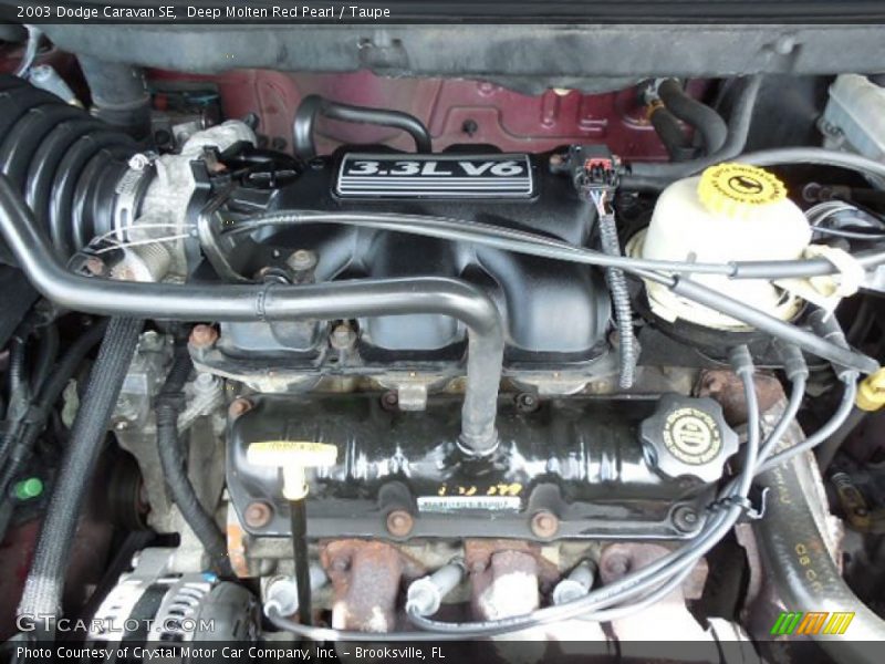 Deep Molten Red Pearl / Taupe 2003 Dodge Caravan SE