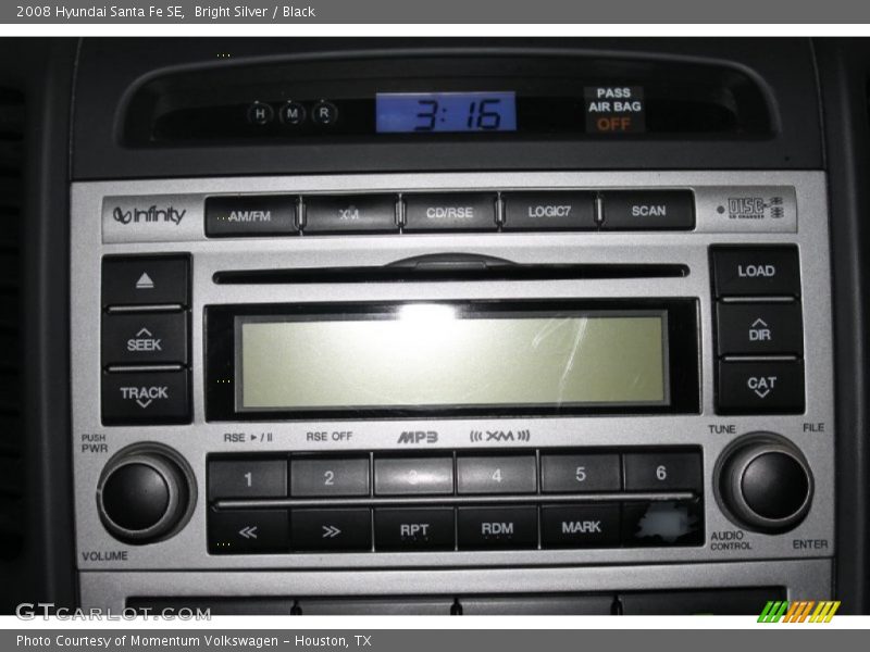 Bright Silver / Black 2008 Hyundai Santa Fe SE