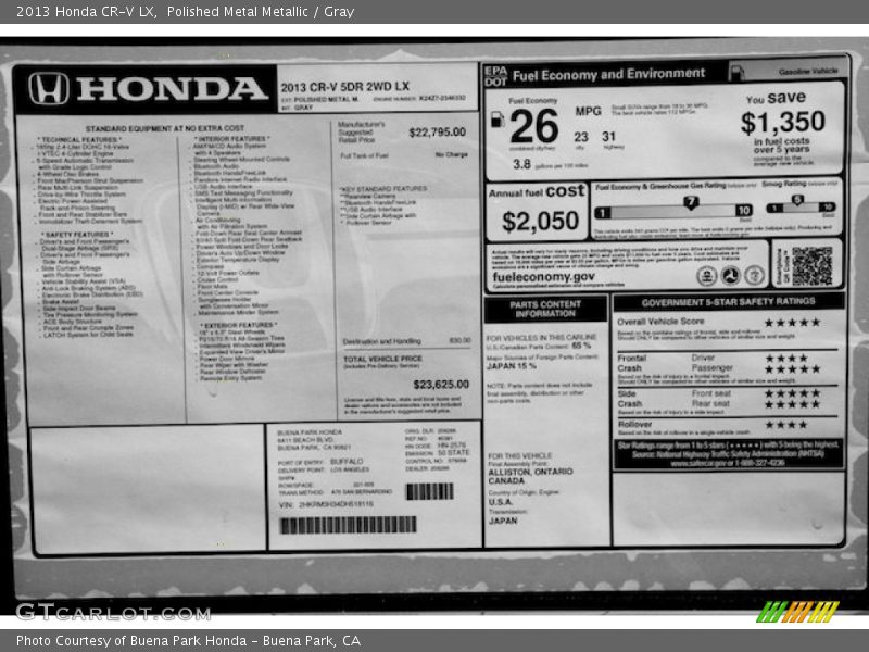 Polished Metal Metallic / Gray 2013 Honda CR-V LX