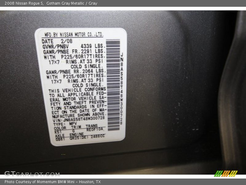 Gotham Gray Metallic / Gray 2008 Nissan Rogue S